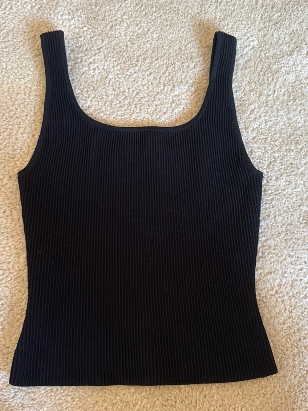 Aritzia Babaton Black Ribbed Square-Neck Tank